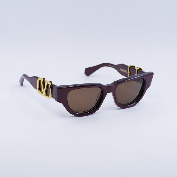 Valentino V-DUE VLS-103B Sunglasses Bordeaux Cat Eye Frame, Dark Brown Lenses main image 6